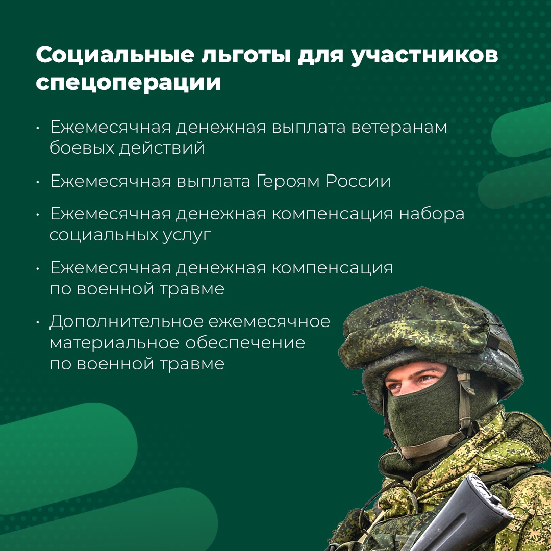 Выплаты и льготы участникам СВО.